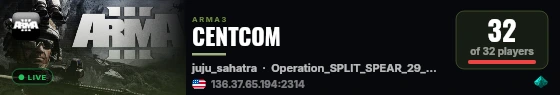 CENTCOM live status badge