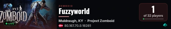 Fuzzyworld live status badge