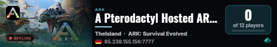 A Pterodactyl Hosted ARK Server - (v361.7) live status badge