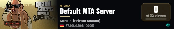 Default MTA Server live status badge