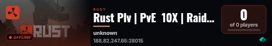 Rust Plv | PvE  10X | Raidable Bases | Dungeons | Skills live status badge