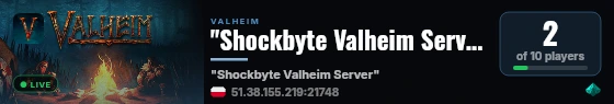 "Shockbyte Valheim Server" live status badge