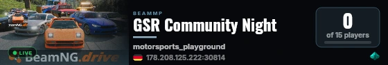 GSR Community Night live status badge