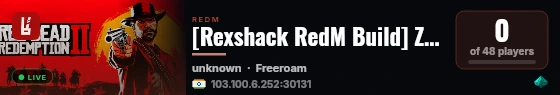 [Rexshack RedM Build] ZOR.dev live status badge