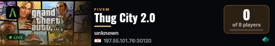 Thug City 2.0 live status badge