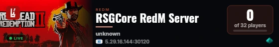 RSGCore RedM Server live status badge