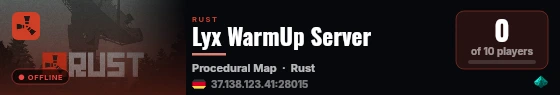 Lyx WarmUp Server live status badge