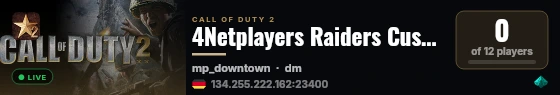 4Netplayers Raiders Custom Mod Server live status badge