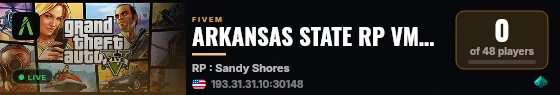 ARKANSAS STATE RP VMenu live status badge