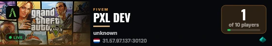 PXL DEV live status badge