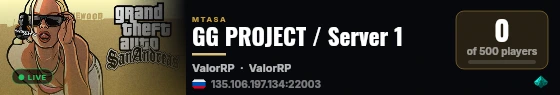 GG PROJECT / Server 1 live status badge