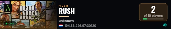 RUSH live status badge