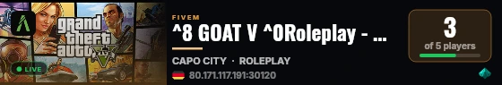 ^8 GOAT V ^0Roleplay - wartung! live status badge