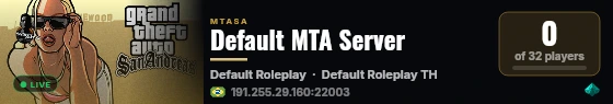 Default MTA Server live status badge