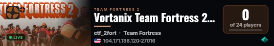 Vortanix Team Fortress 2 Server live status badge