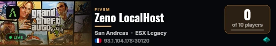 Zeno LocalHost live status badge