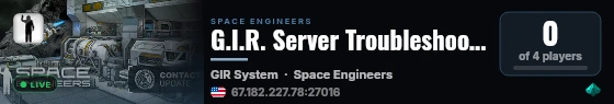 G.I.R. Server Troubleshooting live status badge