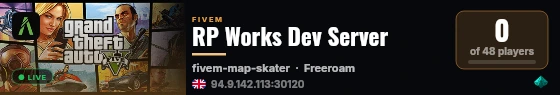 RP Works Dev Server live status badge