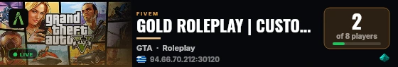 GOLD ROLEPLAY | CUSTOM SCRIPTS | ACTIVE STAFF/POLICE/AMBULANCE live status badge