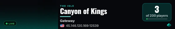 Canyon of Kings live status badge
