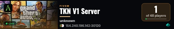 TKN V1 Server live status badge