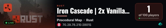 Iron Cascade | 2x Vanilla+ | Solo/Duo/Trio | Wiped 8/29 live status badge