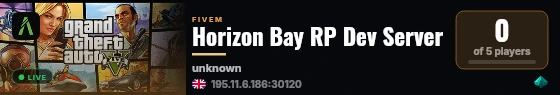Horizon Bay RP Dev Server live status badge