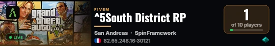 ^5South District RP live status badge