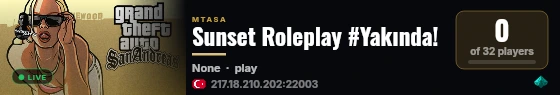 Sunset Roleplay #Yakında! live status badge
