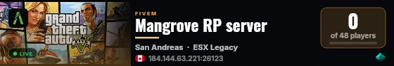 Mangrove server live status badge