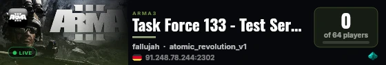 Task Force 133 - Test Server live status badge