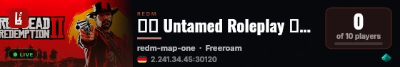 🤠🌵 Untamed Roleplay 🌵🤠 Der Wilde Westen ruft! 🕰️ Der Startschuss fällt heute um 19 Uhr 💼 Viele Jobs 🏜️ Lebendiges Story-Roleplay 👑 Aktive & freundliche Community 🔫 Authentisches Western-Gameplay live status badge