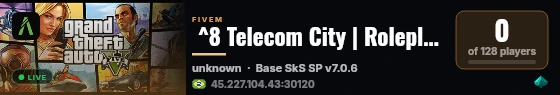  ^8 Telecom City | Roleplay sério | Empregos realistas | WL ABERTA live status badge