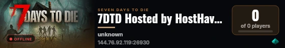 7DTD Hosted by HostHavoc.com live status badge