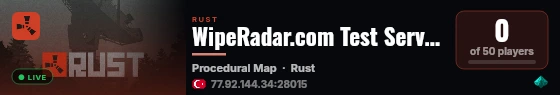 WipeRadar Test Server [EU] - Vanilla live status badge