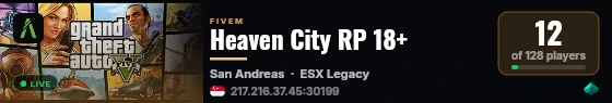 Heaven City RP 18+ live status badge
