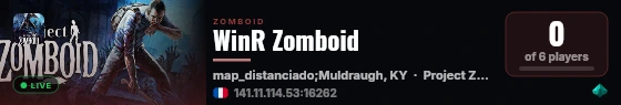 WinR Zomboid live status badge