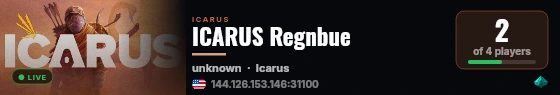 ICARUS Regnbue live status badge
