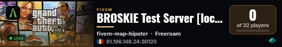 BROSKIE Test Server [local] live status badge