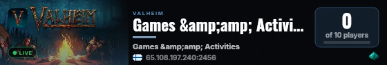 Games &amp;amp; Activities live status badge