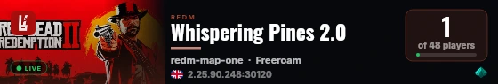 Whispering Pines 2.0 live status badge