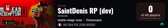 SaintDenis RP (dev) live status badge
