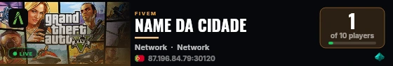 NAME DA CIDADE live status badge