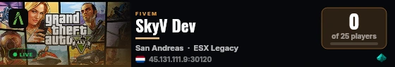 SkyV Dev live status badge