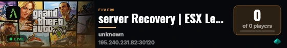 server Recovery | ESX Legacy Server live status badge