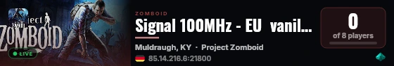 Signal 100MHz - EU  vanilla hardcore settings factions PVE/PVP live status badge