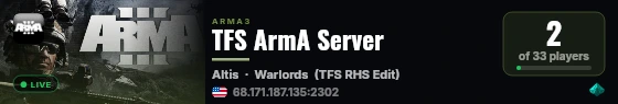 TFS ArmA Server live status badge