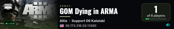 GOM Dying in ARMA live status badge
