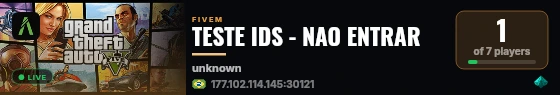 TESTE IDS - NAO ENTRAR live status badge