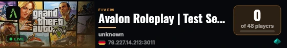 Avalon Roleplay | Test Server live status badge
